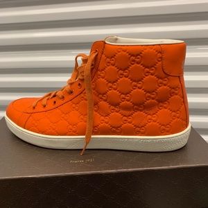 Gucci Brooklyn Guccissima High-Top Sneaker, Orange